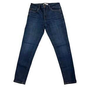 Zara Skinny Jeans Womens 8 Dark Blue Good Mid Rise Tapered Leg Denim